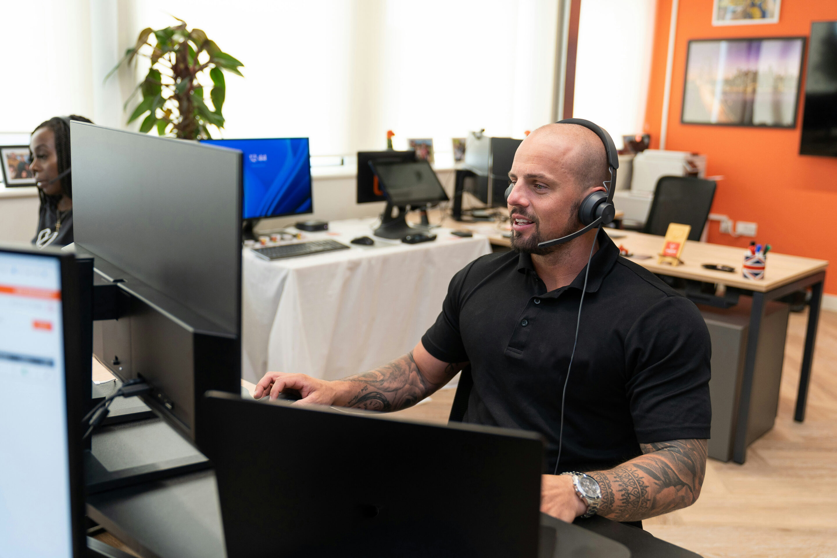 Customer Service Agent working at a call center 